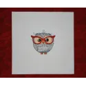Owl in glasses embroidery design preview showing detailed stitching pattern