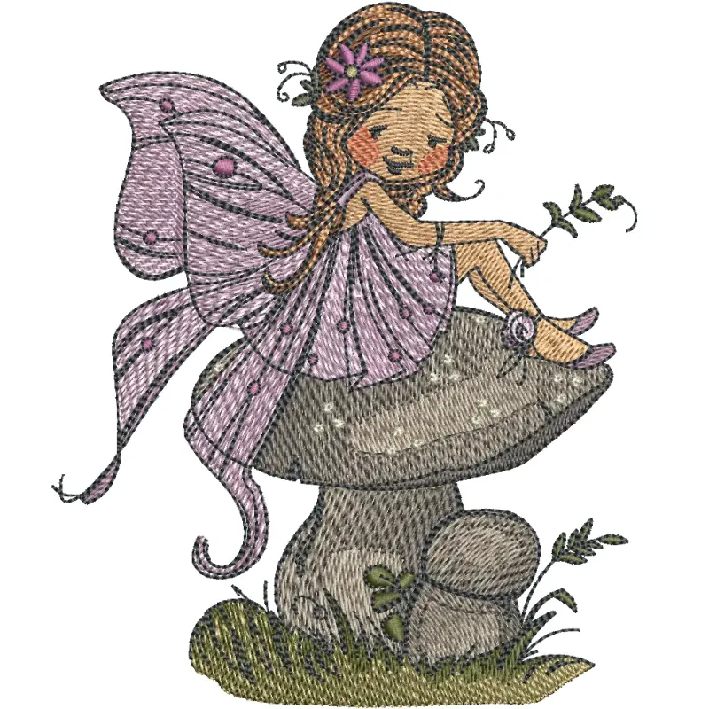 Forest fairy embroidery design showcasing intricate details, perfect for crafting on t-shirts or tote bags