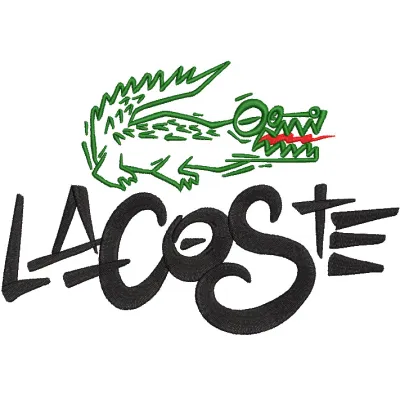Lacoste art logo embroidery design featuring a colorful, artistic interpretation of the iconic Lacoste crocodile logo.