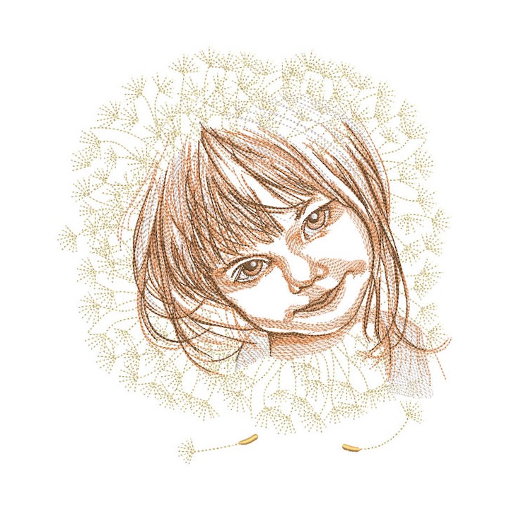 Baby girl in dandelions embroidery design - Embroidery Design