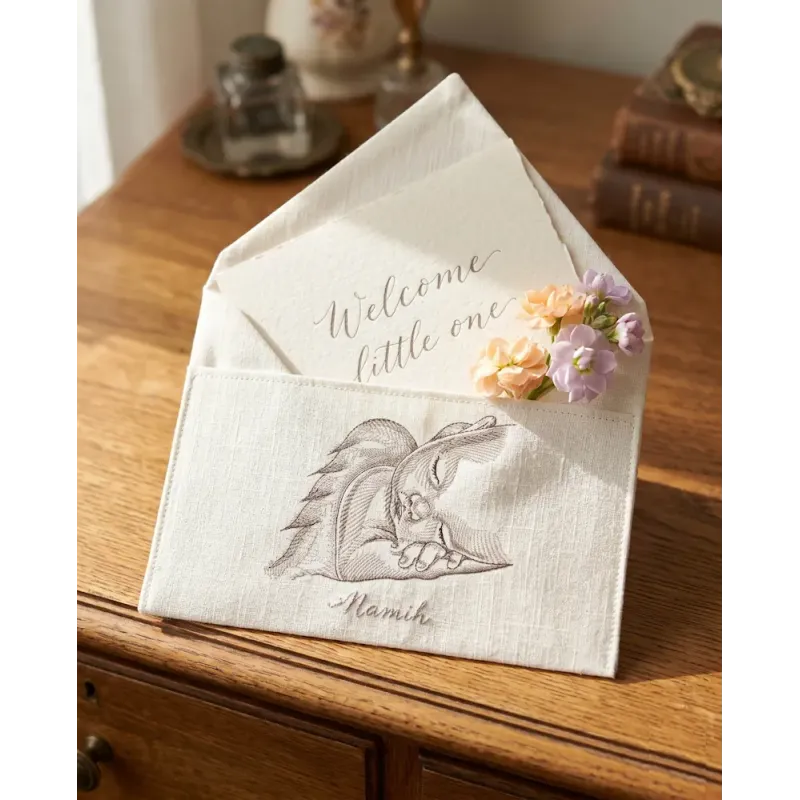 Sleeping Angel Sketch Embroidery - Peaceful Baby Design