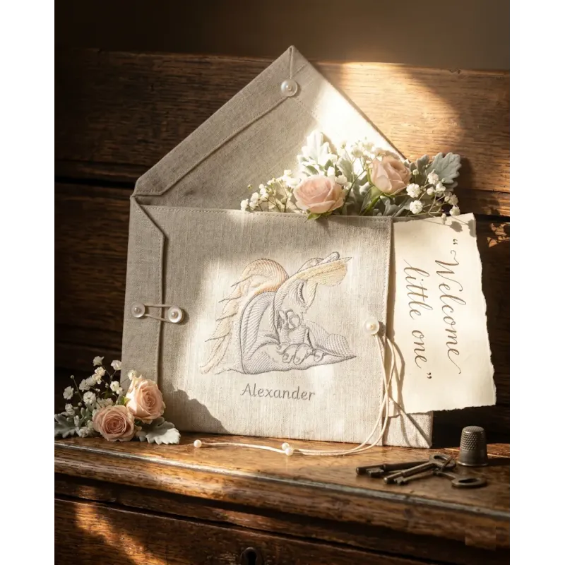 Sleeping Angel Sketch Embroidery - Peaceful Baby Design