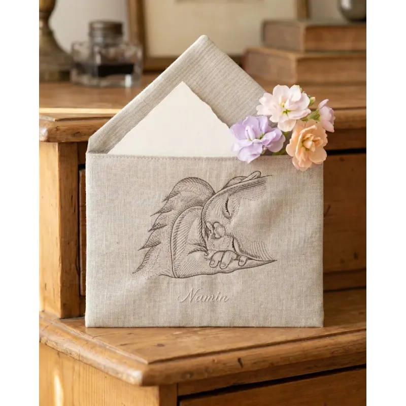 Sleeping Angel Sketch Embroidery - Peaceful Baby Design