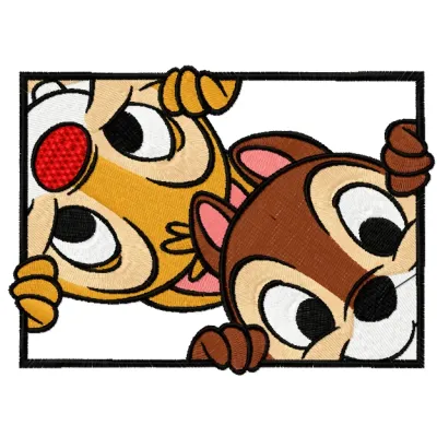 Chip & Dale frame embroidery design