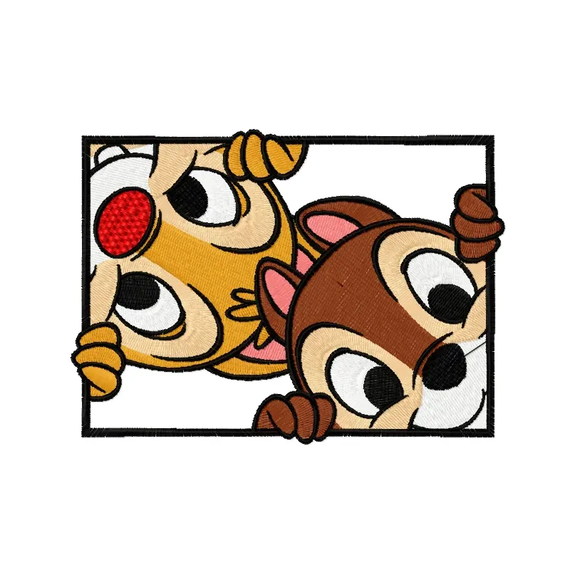 Chip & Dale frame embroidery design