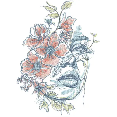 Flowery spring fills embroidery design showcasing vibrant floral patterns on fabric, ideal for girls and women.