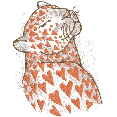 Panther of love embroidery design