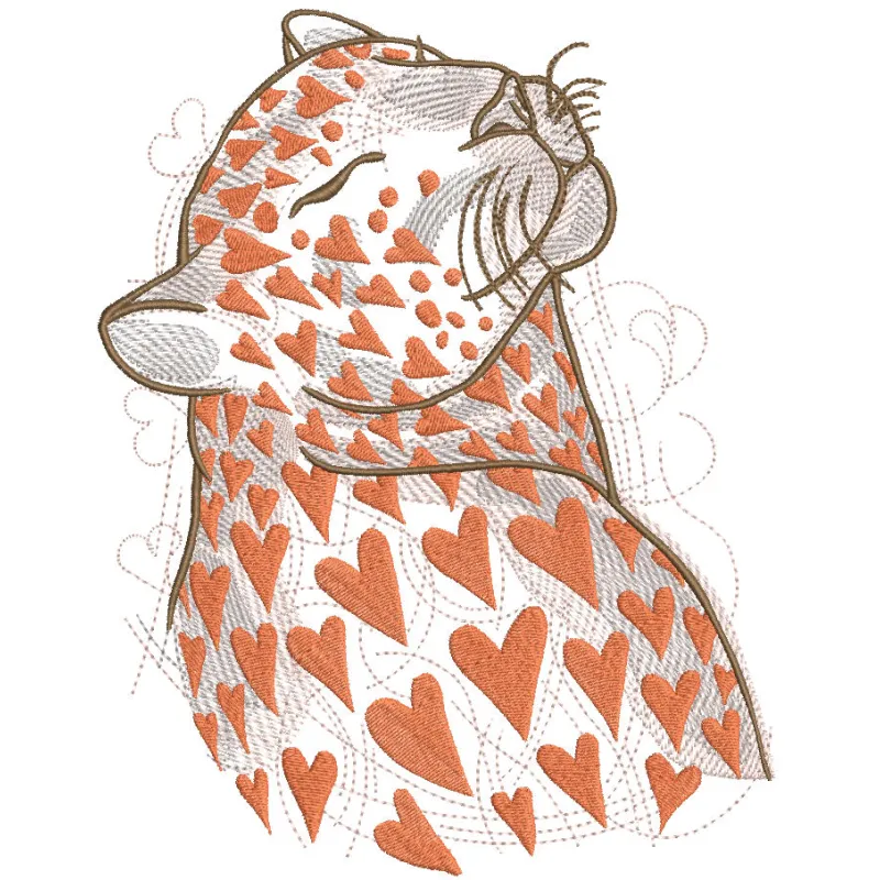 Panther of love embroidery design