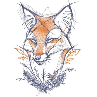 Fox forest sketch embroidery design - Embroidery Design