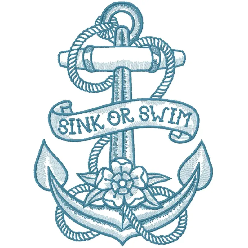 Preview of the 'Sink or Swim 2' embroidery design showcasing nautical themes for creative stitching projects