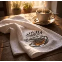 Cup of mocha embroidery design with detailed stitching showing a coffee cup with foam topping