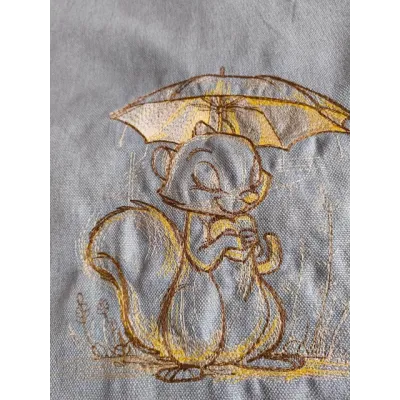 Woodland Squirrel Heart Umbrella Embroidery Design