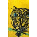 Strange owl 12 embroidery design closeup showing detailed stitching pattern