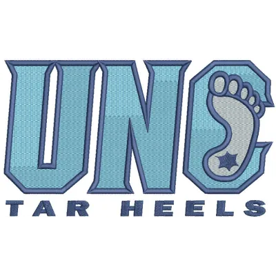 North Carolina Tar Heels Logo Secondary Logo embroidery design featuring the iconic blue and white color scheme.