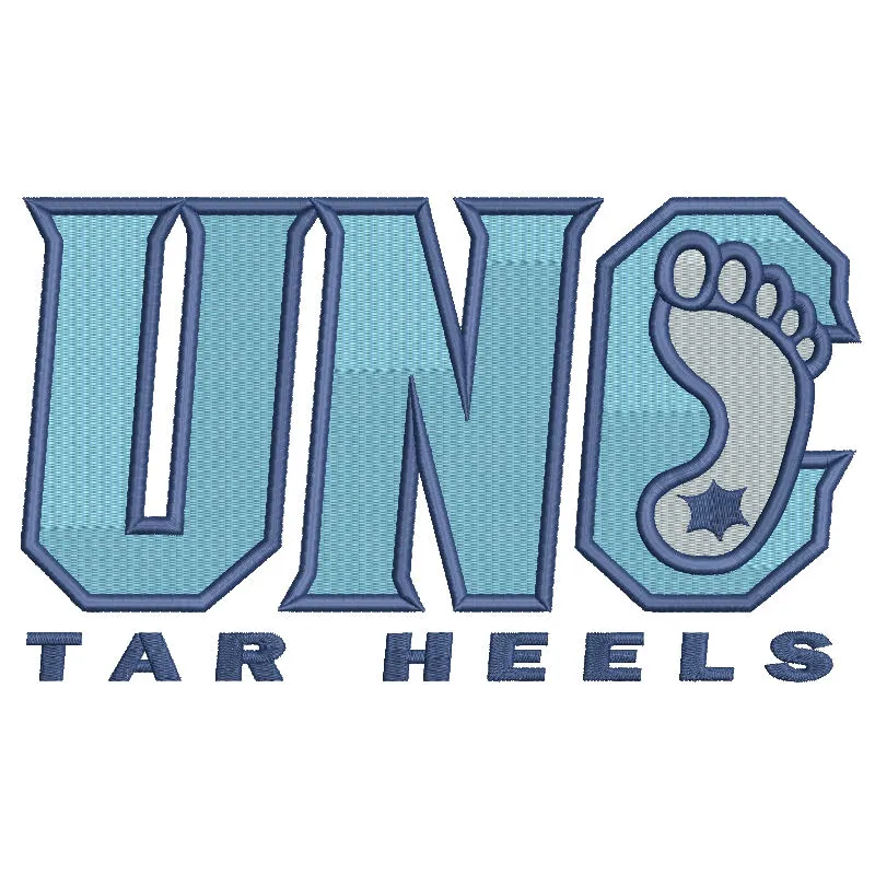 North Carolina Tar Heels Logo Secondary Logo embroidery design featuring the iconic blue and white color scheme.