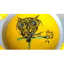 Strange owl 12 embroidery design closeup showing detailed stitching pattern