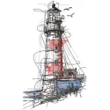 Lighthouse sketch art embroidery design showcasing a detailed nautical theme with intricate stitching.