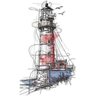 Lighthouse sketch art embroidery design - Embroidery Design
