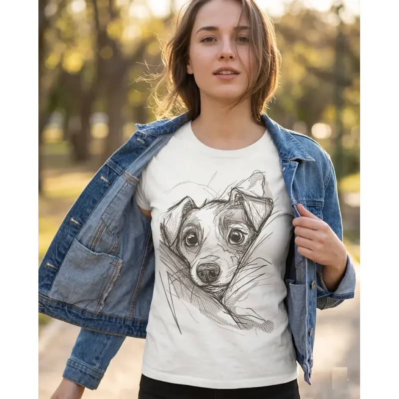 Puppy in the bosom embroidery design showing cute dog stitching pattern