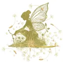 Dandelion fairy embroidery design featuring a whimsical fairy surrounded by delicate dandelion flowers.