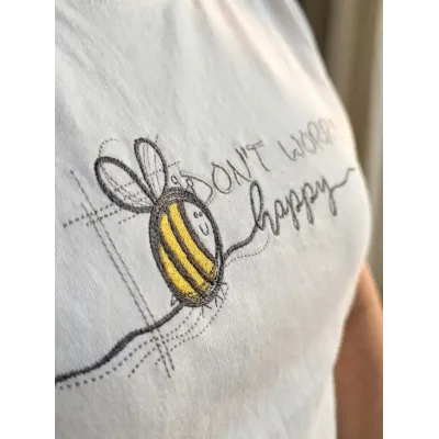Don't worry bee happy free embroidery design