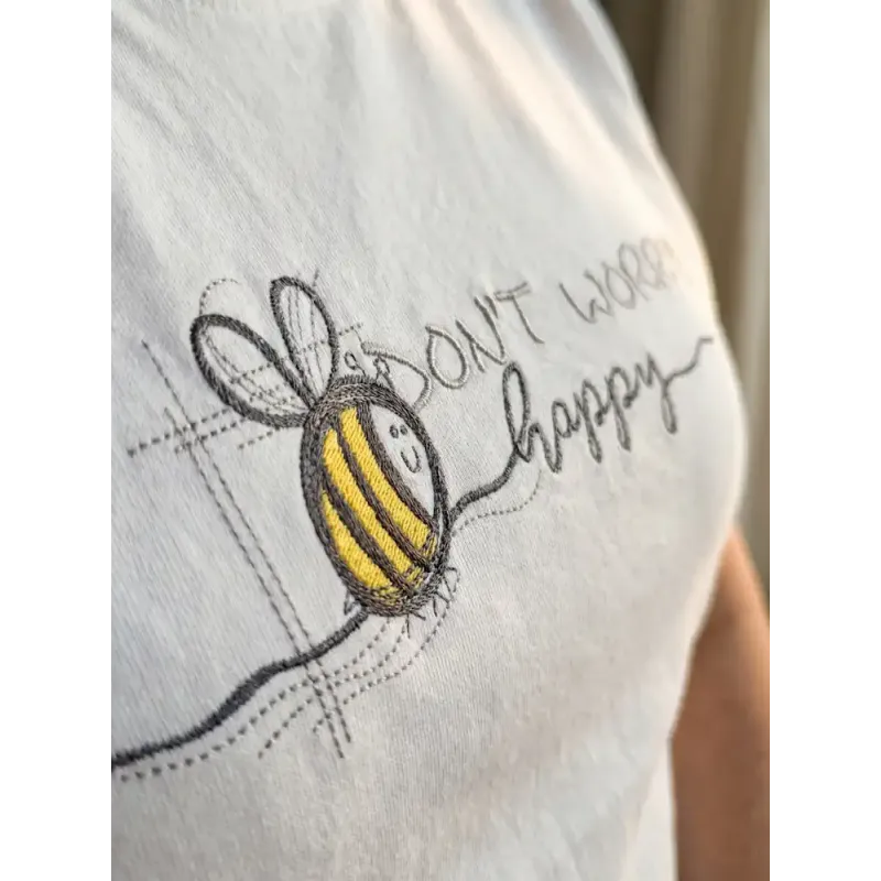 Don't worry bee happy free embroidery design