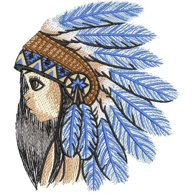 Indian teen embroidery design featuring Native American motifs, ideal for stitching on t-shirts and hoodies