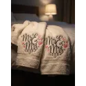 Mr & Mrs embroidery design featuring romantic lettering for stitching on wedding projects