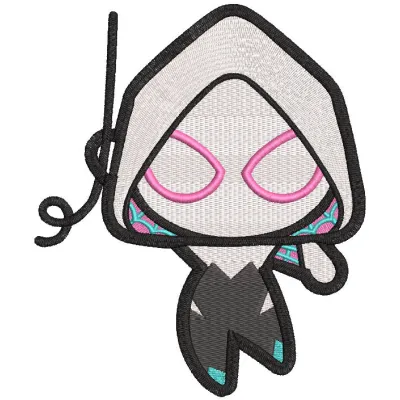 Spider-Gwen comics embroidery design featuring vibrant colors and iconic superhero elements.