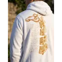 Music giraffe embroidery design mockup showing detailed stitching pattern