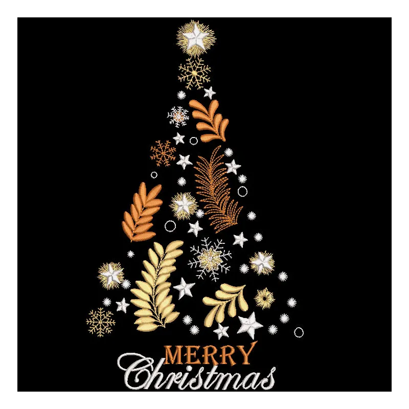 Fairy Christmas Tree embroidery design featuring intricate details and vibrant colors on a festive tree backdrop.