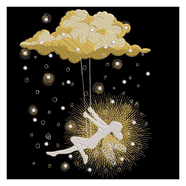 Fairy swing on a cloud embroidery design - Embroidery Design