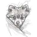 Pomeranian from behind the bosom embroidery design