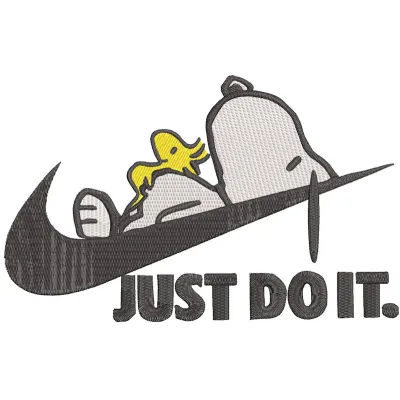 Snoopy and Woodstock Just Do It embroidery design