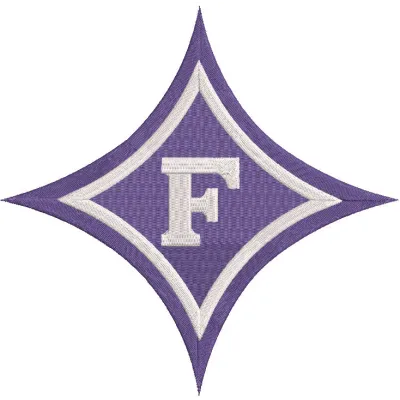 Furman Paladins primary logo embroidery design featuring the iconic Paladins shield and colors on fabric.