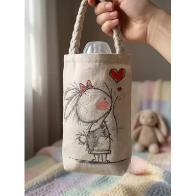 Bunny releases the heart balloon embroidery design - Embroidery Design