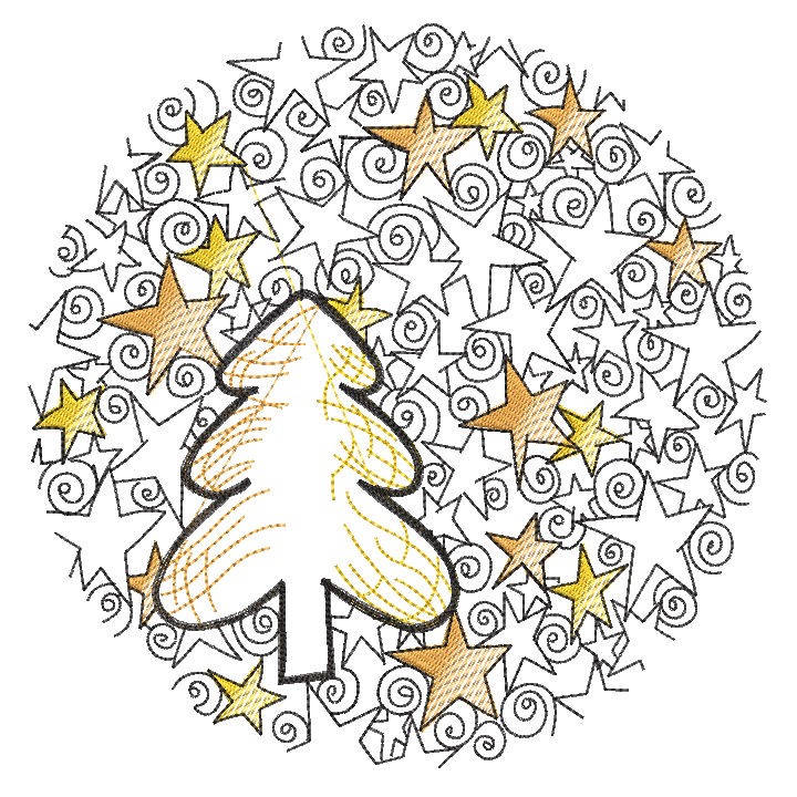 Christmas tree ball stars embroidery design - Embroidery Design