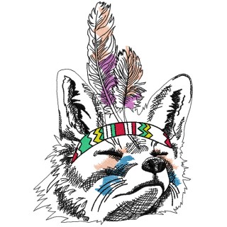 Indian fox sketch embroidery design - Embroidery Design