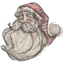 Laughing Santa Claus sketch embroidery design featuring a jolly Santa with a wide smile and festive details.