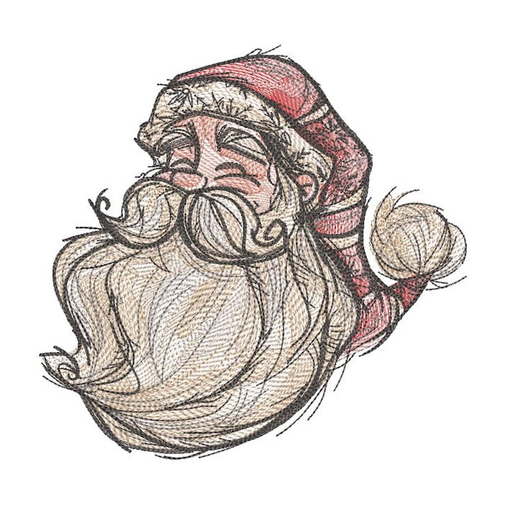 Laughing Santa Claus sketch embroidery design - Embroidery Design