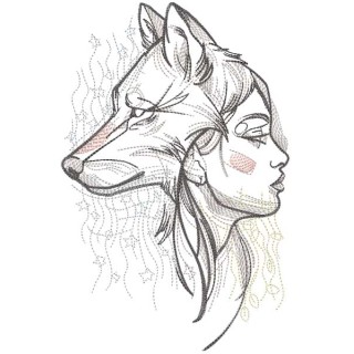 Two faces of one woman embroidery design - Embroidery Design