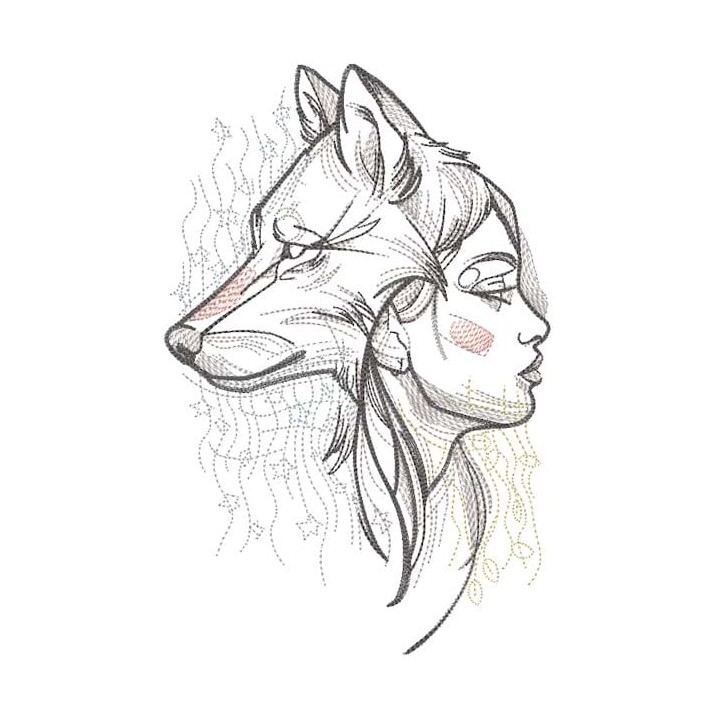 Two faces of one woman embroidery design - Embroidery Design