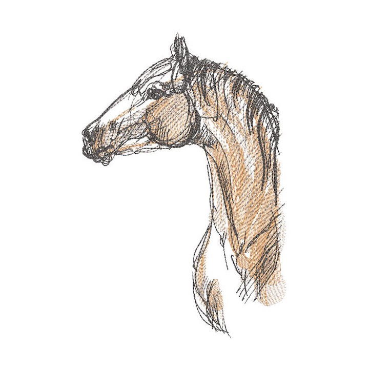 Brown horse sketch embroidery design - Embroidery Design