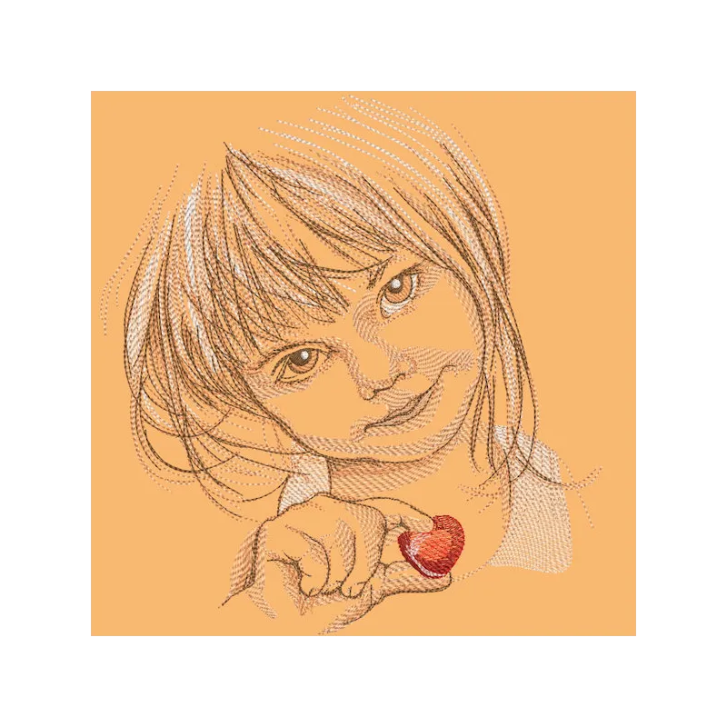 Baby girl design featuring a cute little red heart embroidery on soft fabric, perfect for baby apparel.