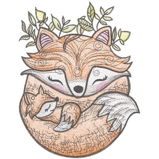 Mom fox and baby embroidery design - Embroidery Design