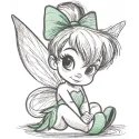 Tinker fairy sketch style embroidery design featuring a whimsical outline of Tinkerbell in a playful pose.