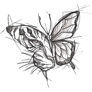 Tiger butterfly embroidery design - Embroidery Design