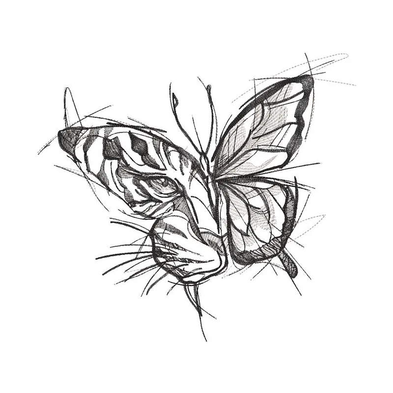 Tiger butterfly embroidery design featuring intricate details and vibrant colors, showcasing the beautiful butterfly motif.