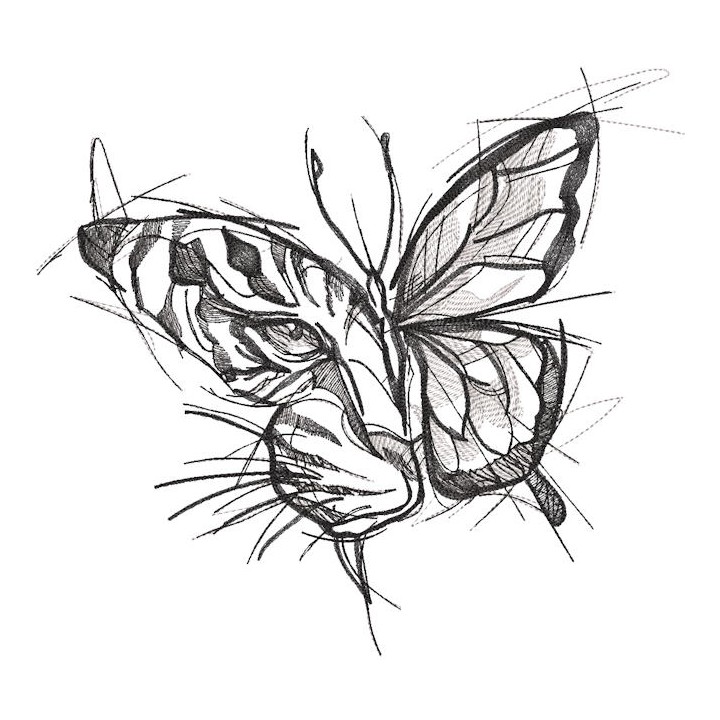 Tiger butterfly embroidery design - Embroidery Design