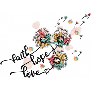 Dandelion faith hope love embroidery design - Embroidery Design